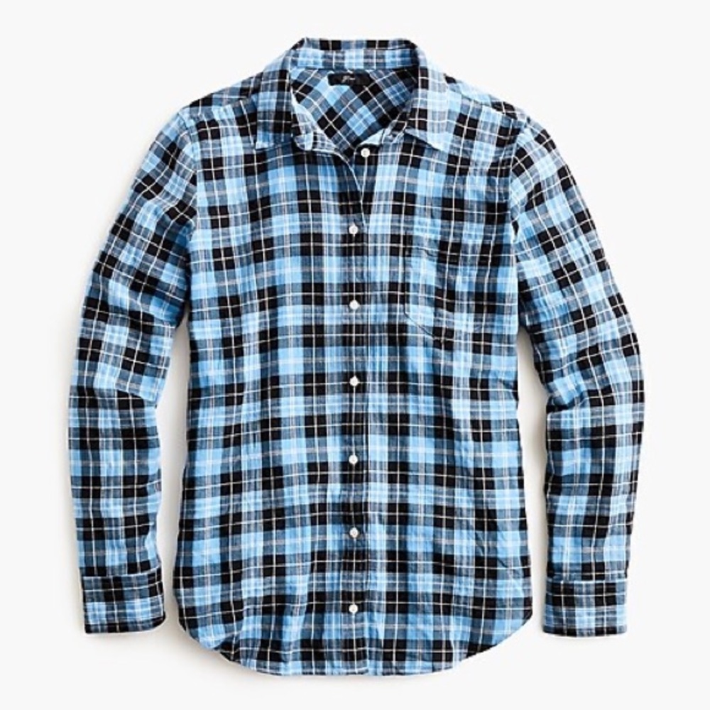 J.Crew Boy Fit Women’s Size 2 Blue Plaid Button XS